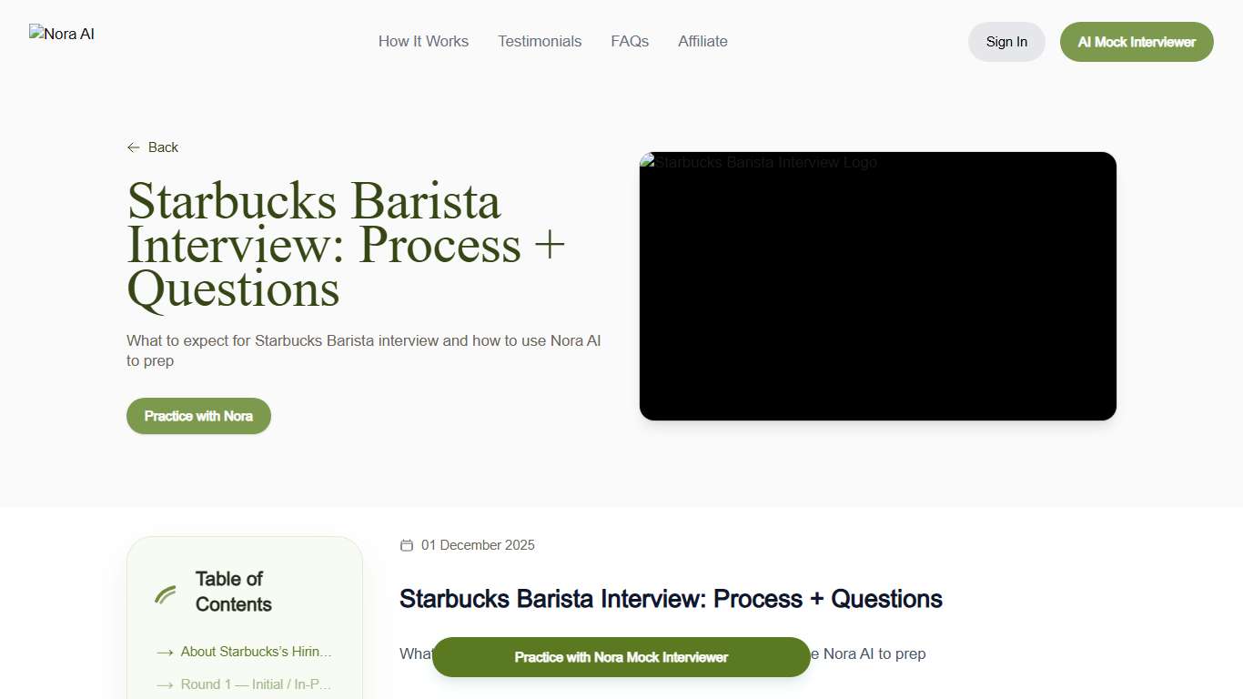 Starbucks Interview Guide 2026 Nora AI Nora AI Interview Guides