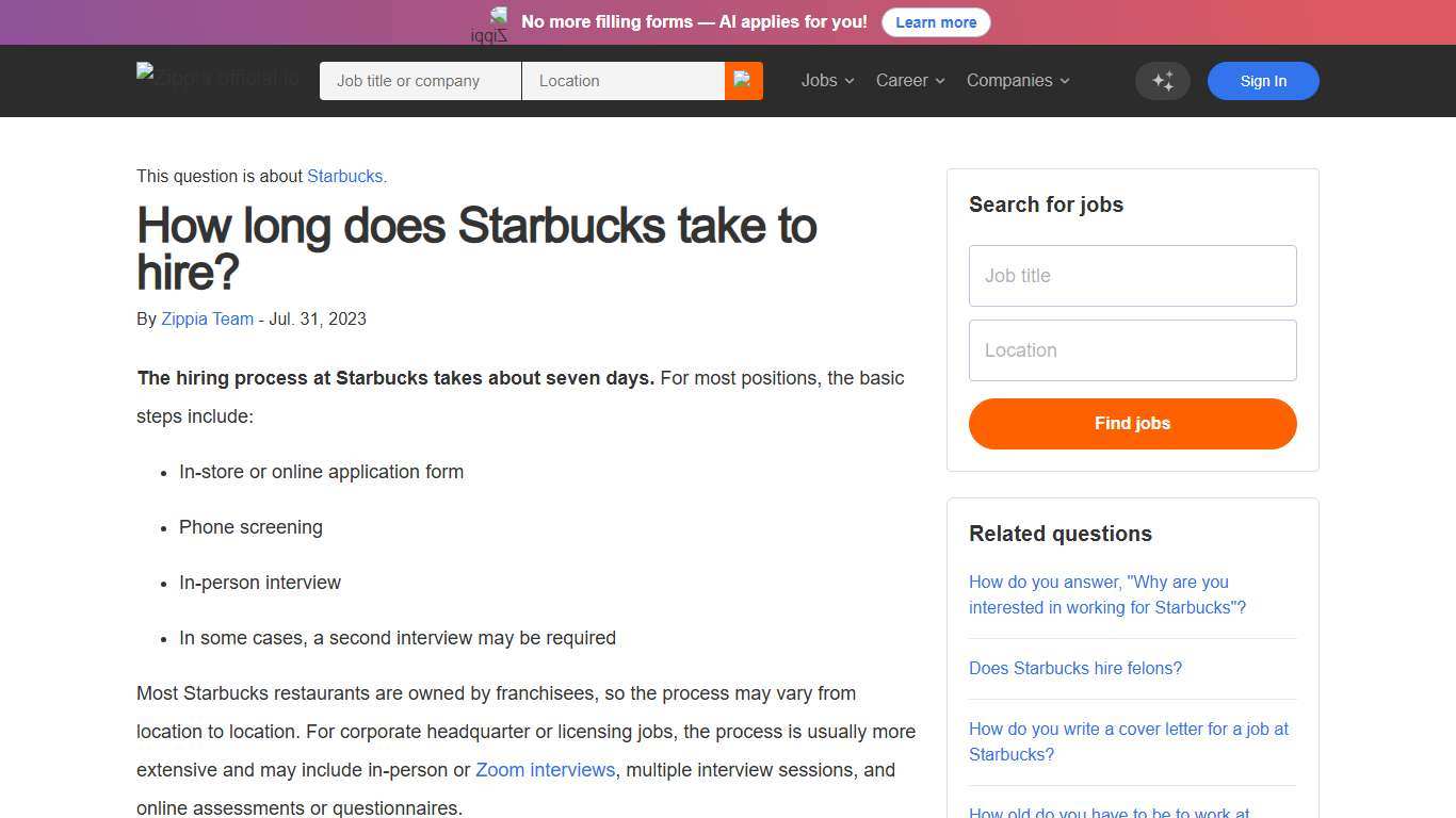 How long does Starbucks take to hire? - Zippia