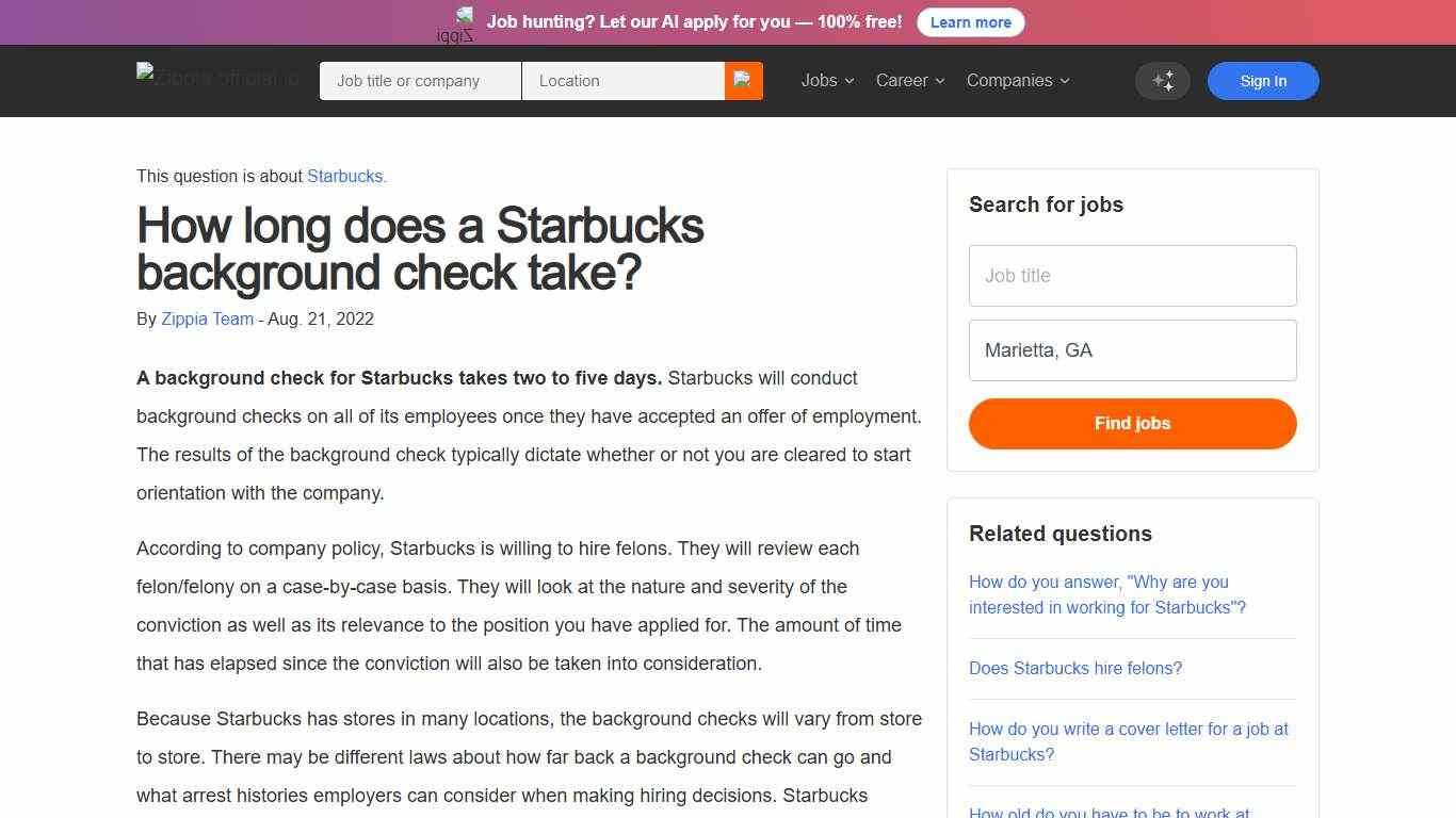 How long does a Starbucks background check take? - Zippia